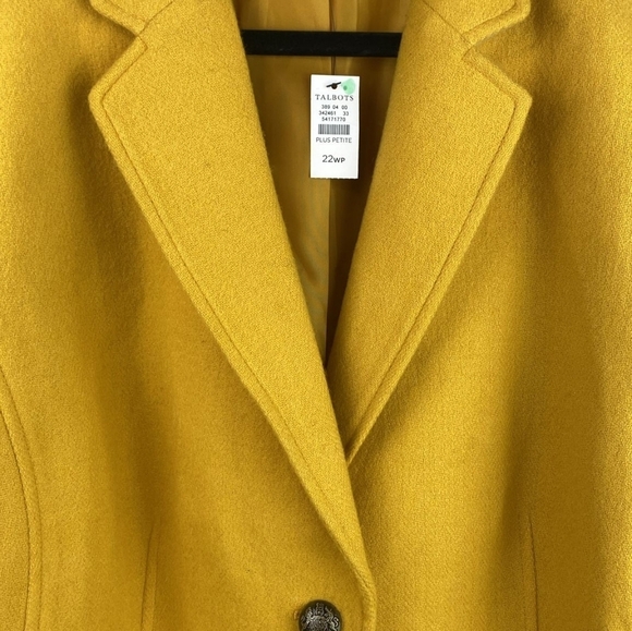 Talbots Classic Shetland Blazer Yellow Mustard Wool Office Women's Size 22WP - Picture 7 of 12